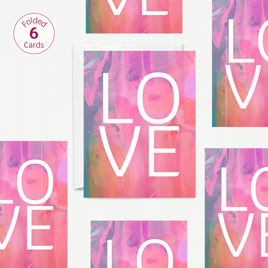 Set of 6 - LOVE Pink Painted Card