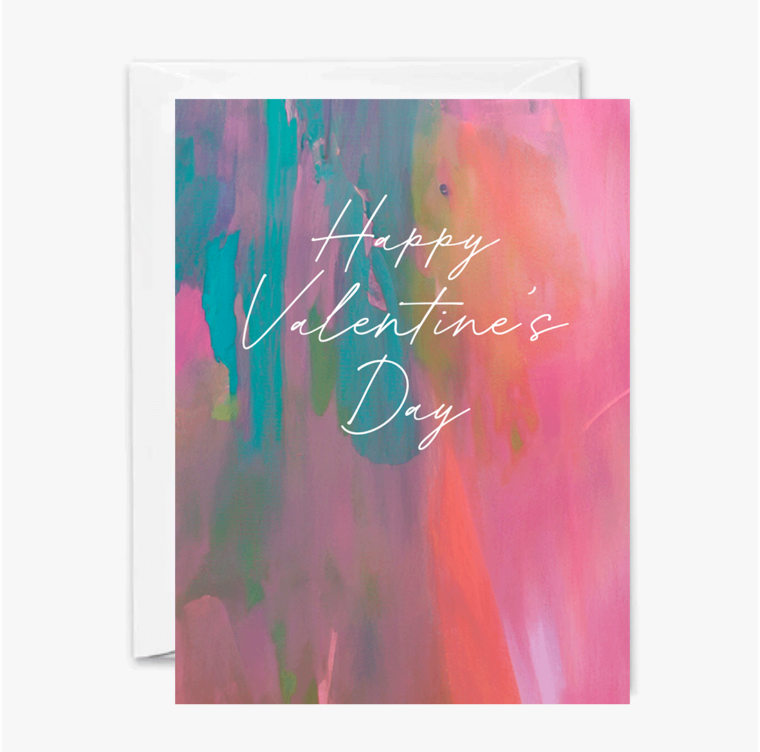 Happy Valentine's Day Painted Pink Card