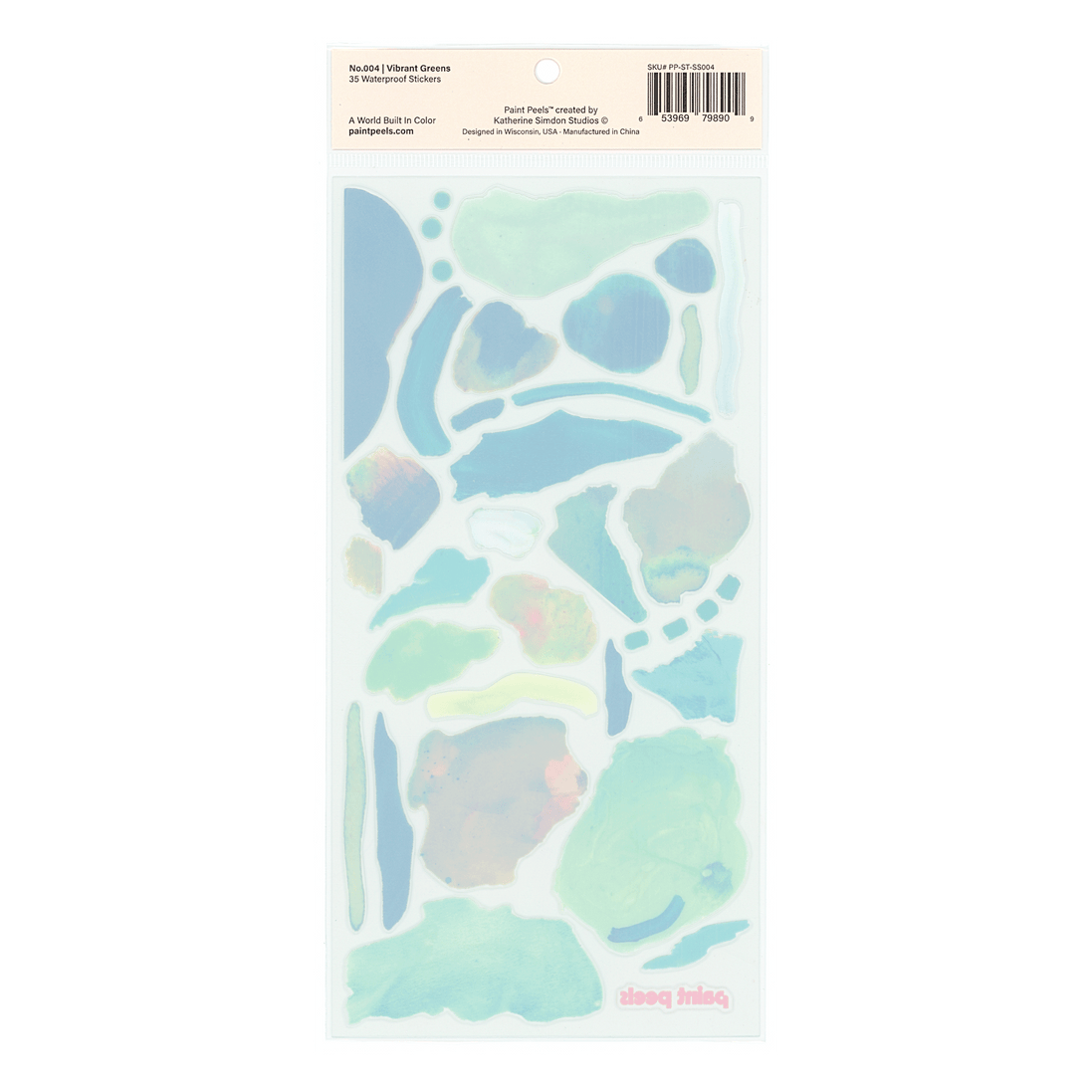 Vibrant Greens Paint Peels - No.004 Single Sticker Sheet
