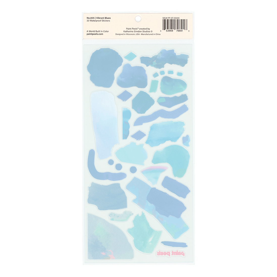 Vibrant Blues Paint Peels - No.005 Single Sticker Sheet