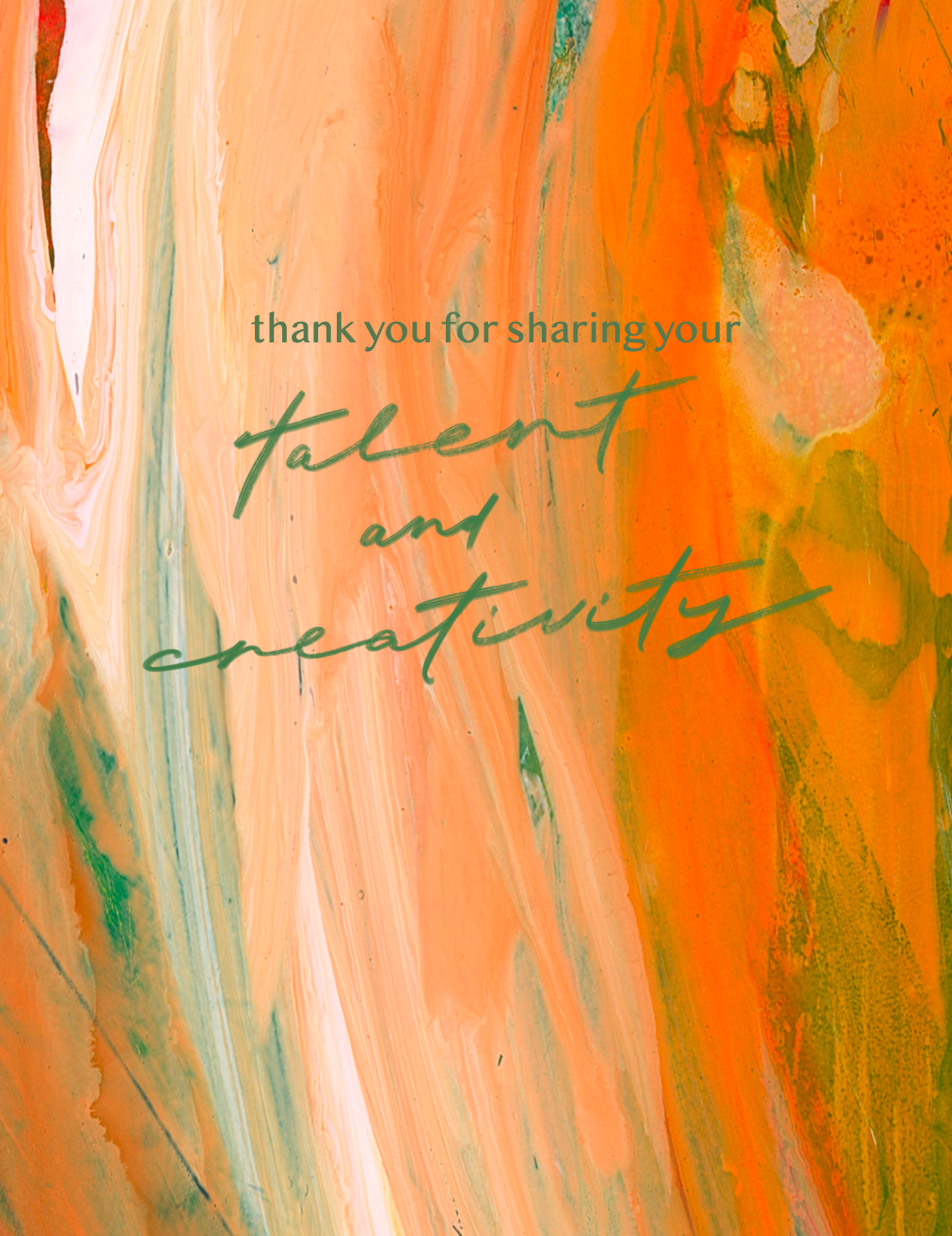 Thank You For Sharing Your Talent Card